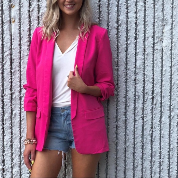hot pink boyfriend blazer